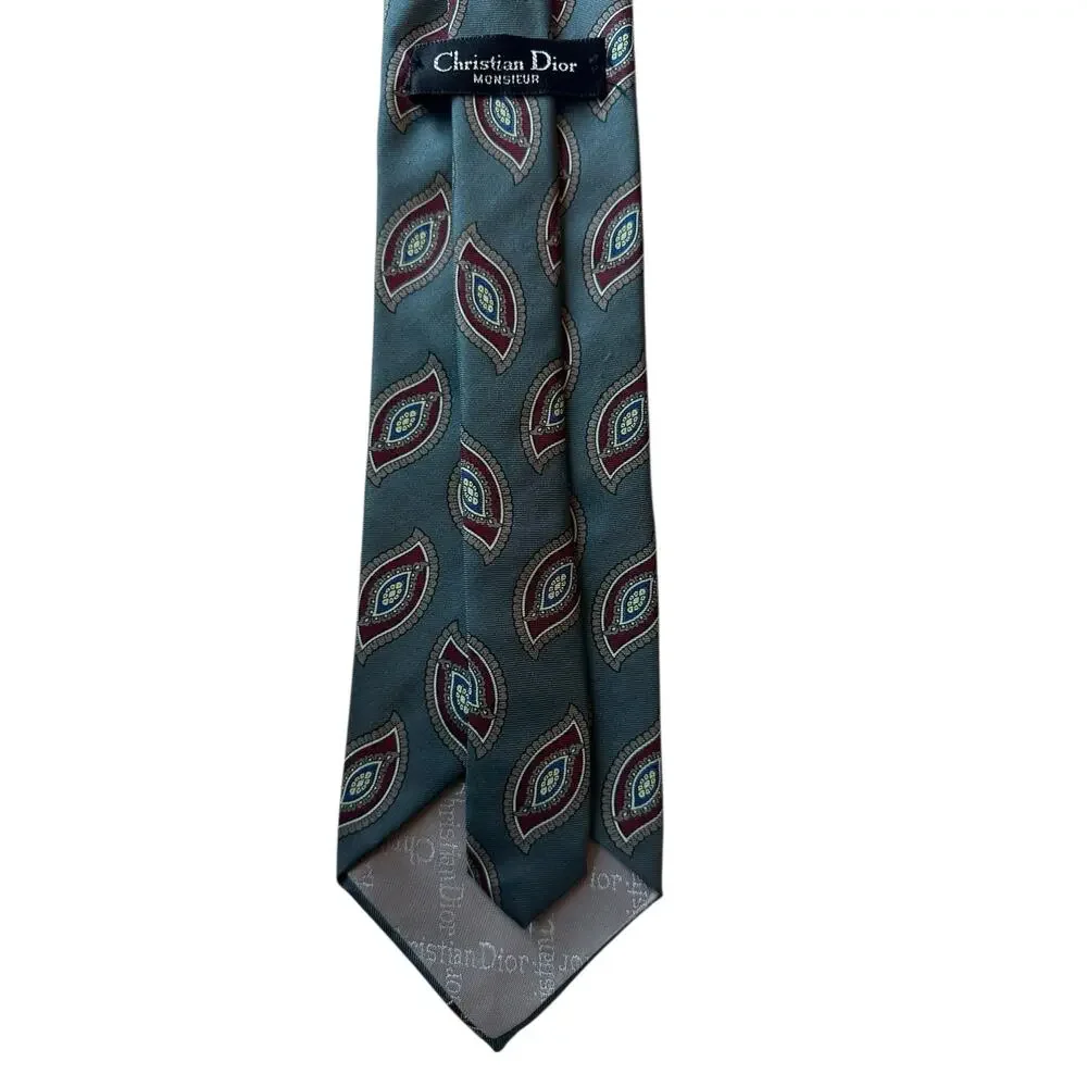 Vintage Christian Dior Monsieur Silk Paisley Tie –Made in Italy Luxury Old Money - Picture 4 of 5